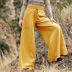 NWT Free People Upbeat Wide Leg Sweatpants Mustard